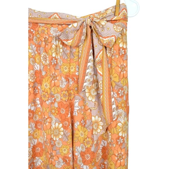 PINK LILY TIE WAIST BOHO FLORAL PRINT WIDE LEG PANTS - Picture 5 of 10